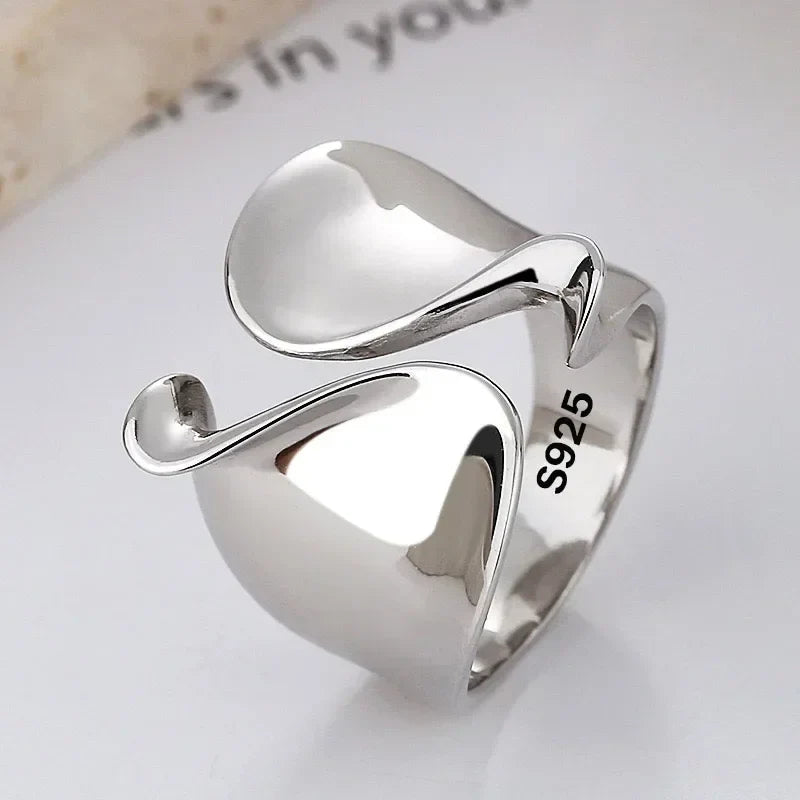 925 Sterling Silver Rings for Women Vintage Matte Frosted Lace Irregular Finger Rings Y2K Couple Ring Hip Hop Fashion Jewelry