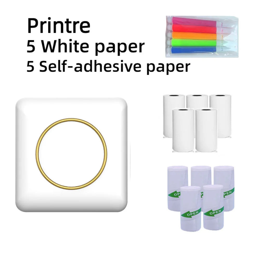Portable Small Printer Connection Pocket Mini Printer Thermal Adhesive Label