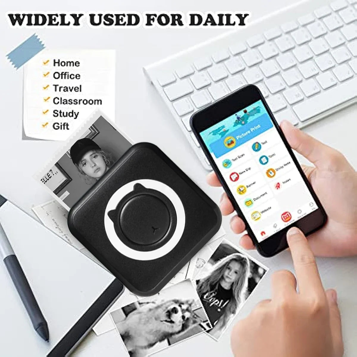 MINI Print Portable Thermal Printer Photo Pocket Thermal Label Printer 58mm Printing Wireless Bluetooth Android IOS
