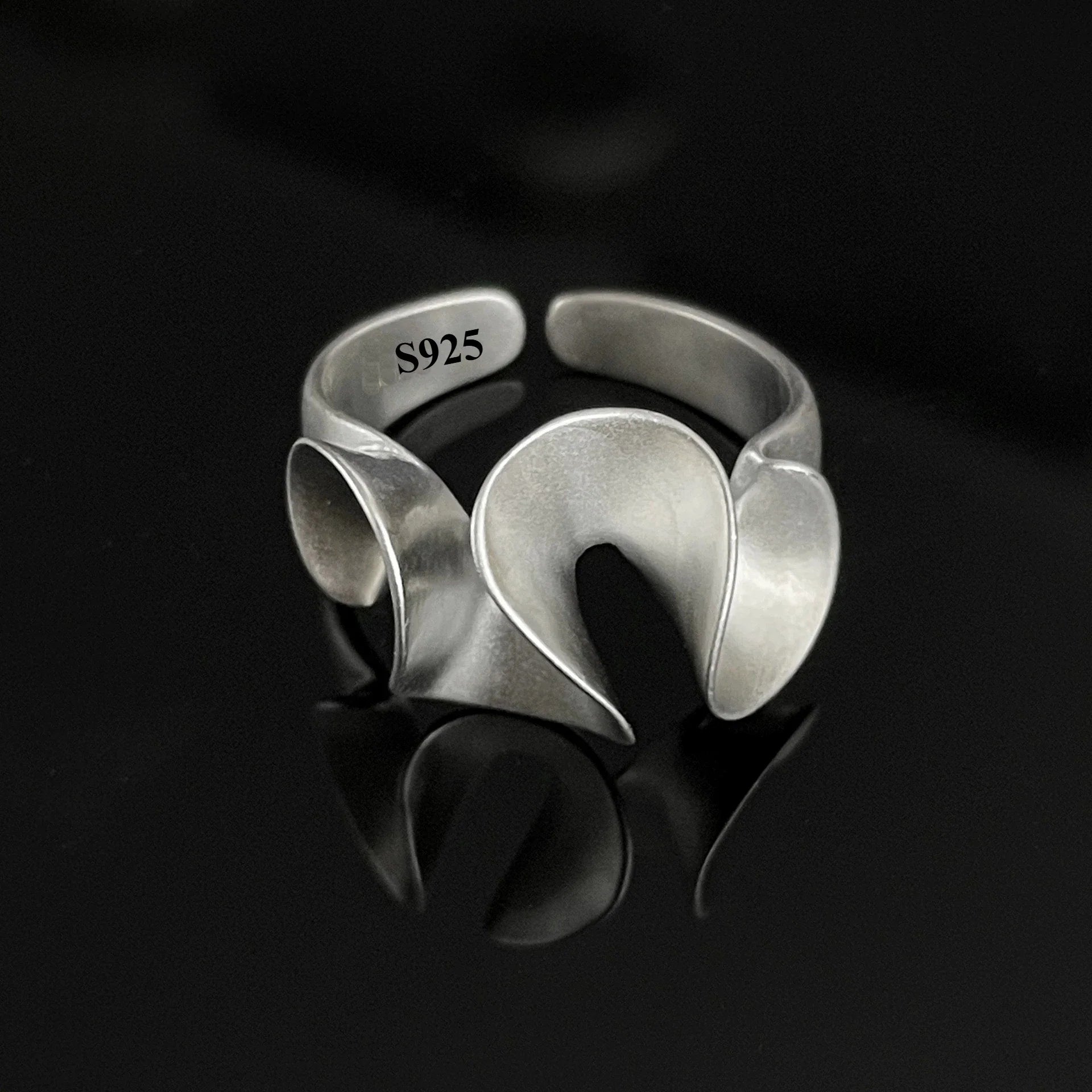 925 Sterling Silver Rings for Women Vintage Matte Frosted Lace Irregular Finger Rings Y2K Couple Ring Hip Hop Fashion Jewelry